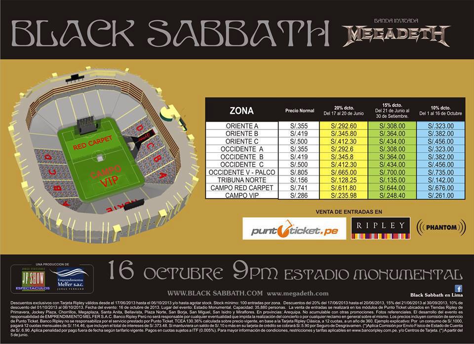 zonas y precios black sabbath en lima
